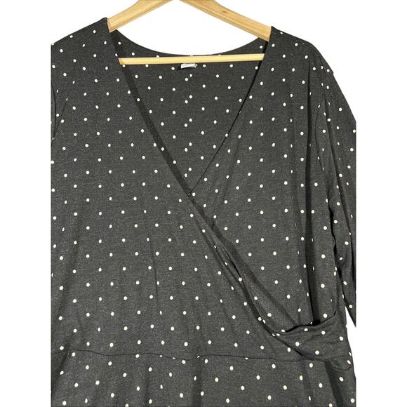 Old Navy Dress Womens XXL Polka Dot Faux Wrap Black White Preppy Career Work - Picture 2 of 11